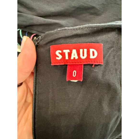 STAUD Swells Black Puff Sleeve Midi Dress NWOT - Size 0 - Picture 6 of 8